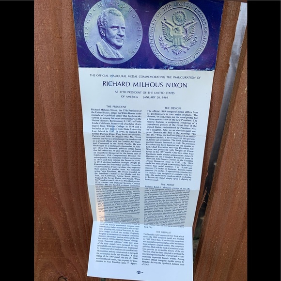The official medal Richard Nixon inauguration 1969 - Picture 11 of 13